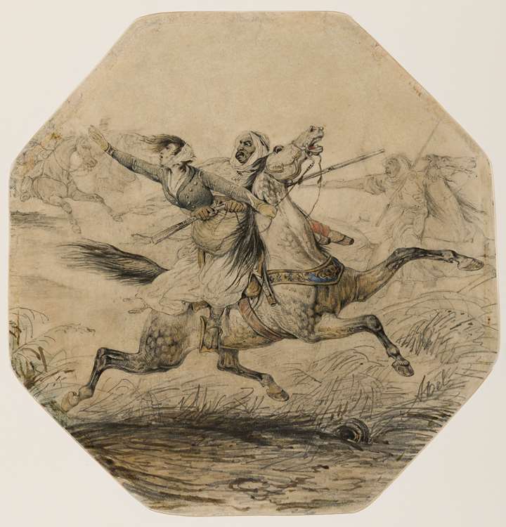 A Woman Abducted by a Mounted Arab Warrior